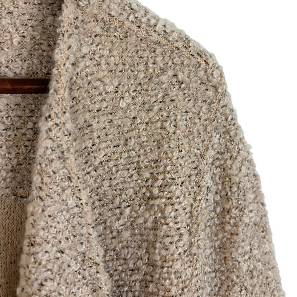 Calvin Klein Tan Beige Black Boucle Knit Pockets Long Cardigan Sweater Women 1X - Picture 4 of 7